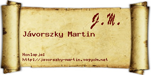 Jávorszky Martin névjegykártya